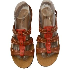 Clark’s Collection ‘Leisa’ Daisy Pink and Brown Leather Slingback Sandal